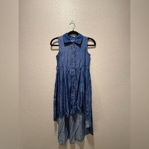 SHEIN Blue Collared Button Down Sleeveless Dress Youth Size 9
